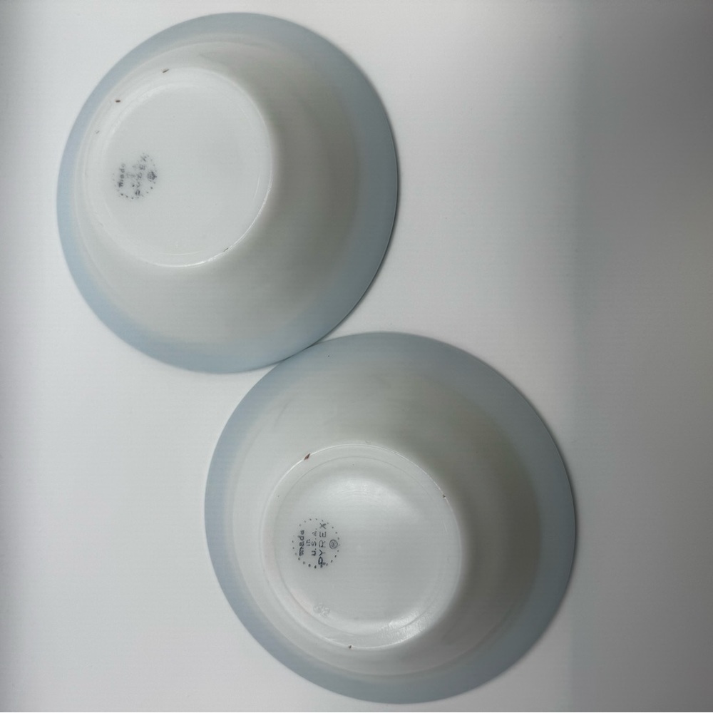 Pyrex Turquoise Band Rim Soup / Salad Bowls set of 2 - Picture 8 of 11